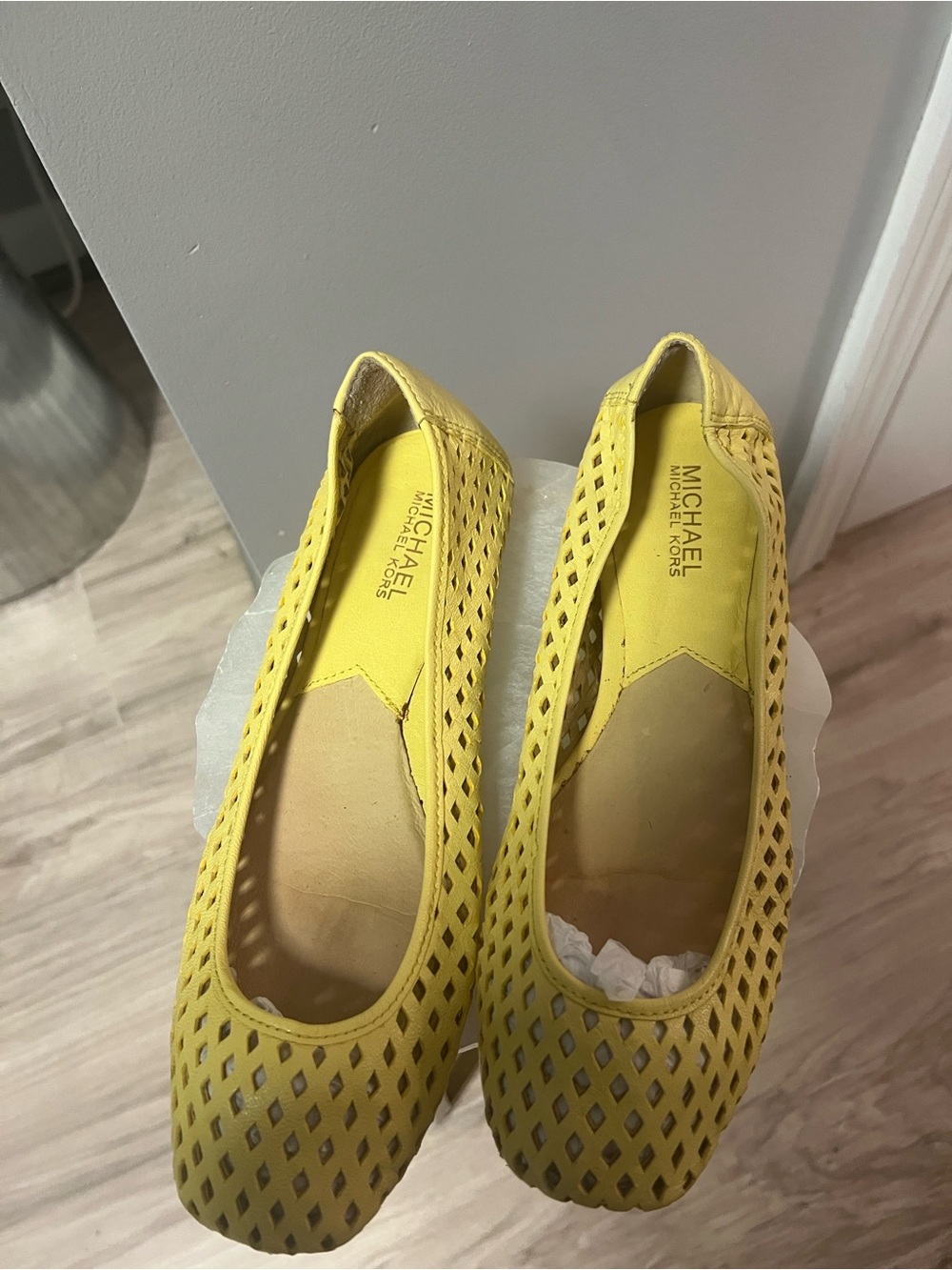 MICHAEL Michael Kors Yellow Laser-Cut Ballet Flats